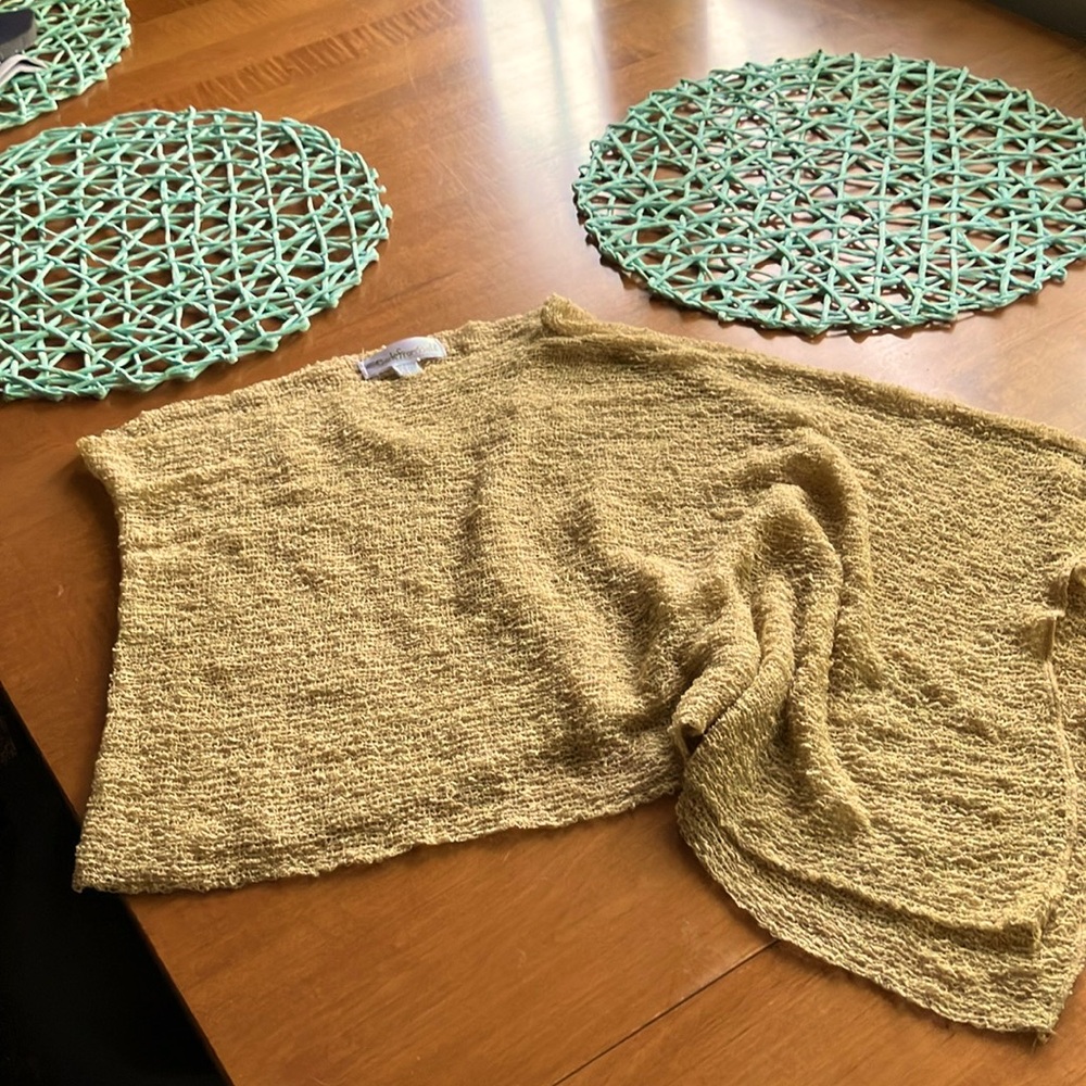 Elegant Gold Poncho Shrug Sweater